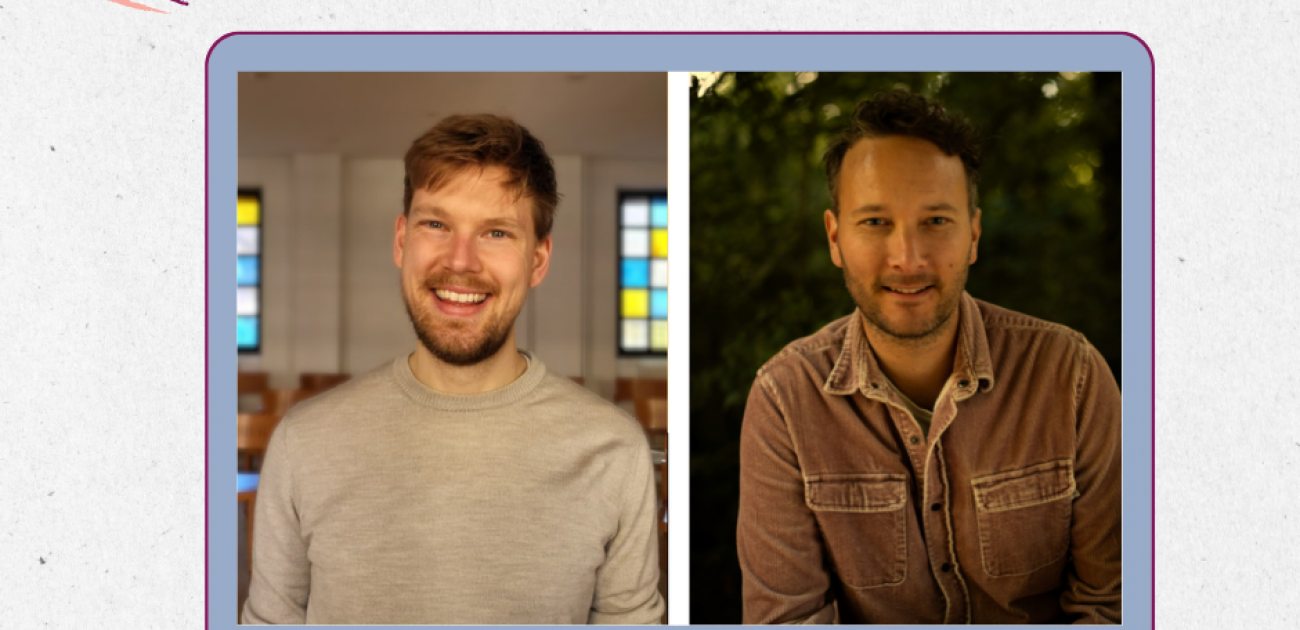 Afbeelding van Rick Timmermans en Tim van de Veen sj. Aankondiging van hun webinar op 11 februari 2026